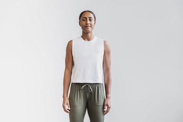 Nobull Heavyweight Sleeveless Crop Women's T Shirts White | Australia (ZS6259)
